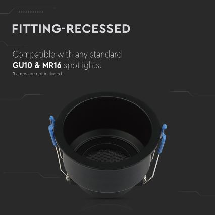 Recessed light GU10 d. 9 cm black