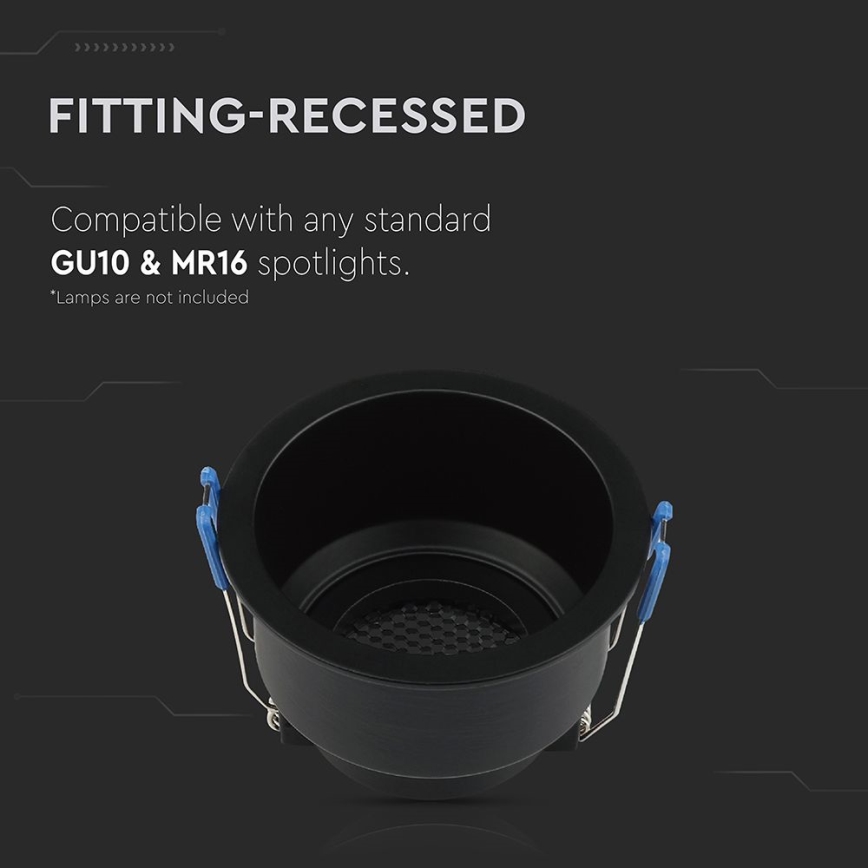 Recessed light GU10 d. 9 cm black