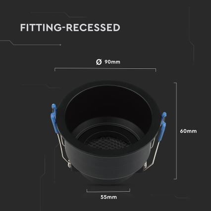 Recessed light GU10 d. 9 cm black