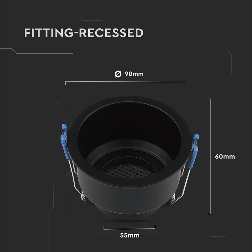 Recessed light GU10 d. 9 cm black