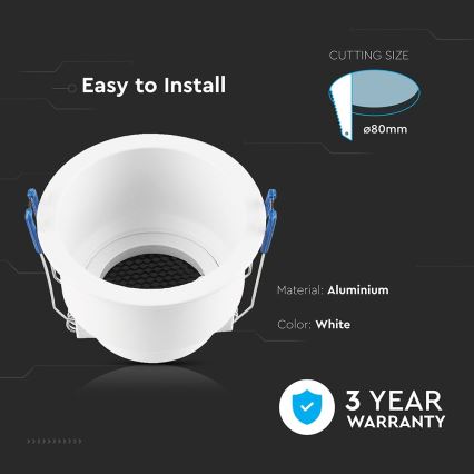 Recessed light GU10 d. 9 cm white