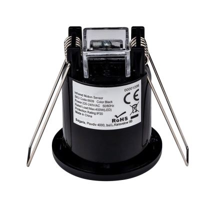 Recessed motion sensor PIR 360° 400W/230V black