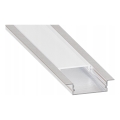Recessed mounting profile for LED strips, 1 m, silver/white