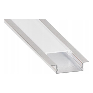 Recessed mounting profile for LED strips, 1 m, silver/white