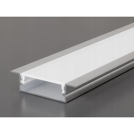 Recessed mounting profile for LED strips, 1 m, silver/white