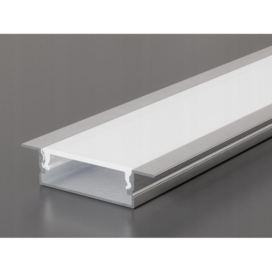 Recessed mounting profile for LED strips, 1 m, silver/white