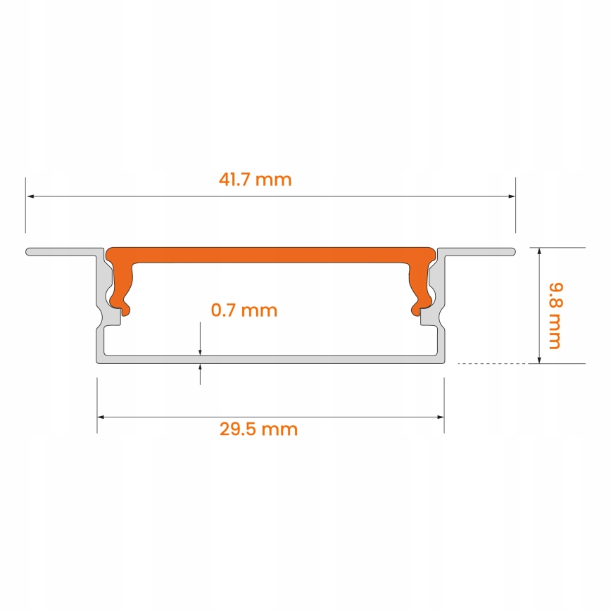 Recessed mounting profile for LED strips, 1 m, silver/white