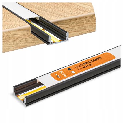 Recessed profile for LED strips, 1 m, black/white