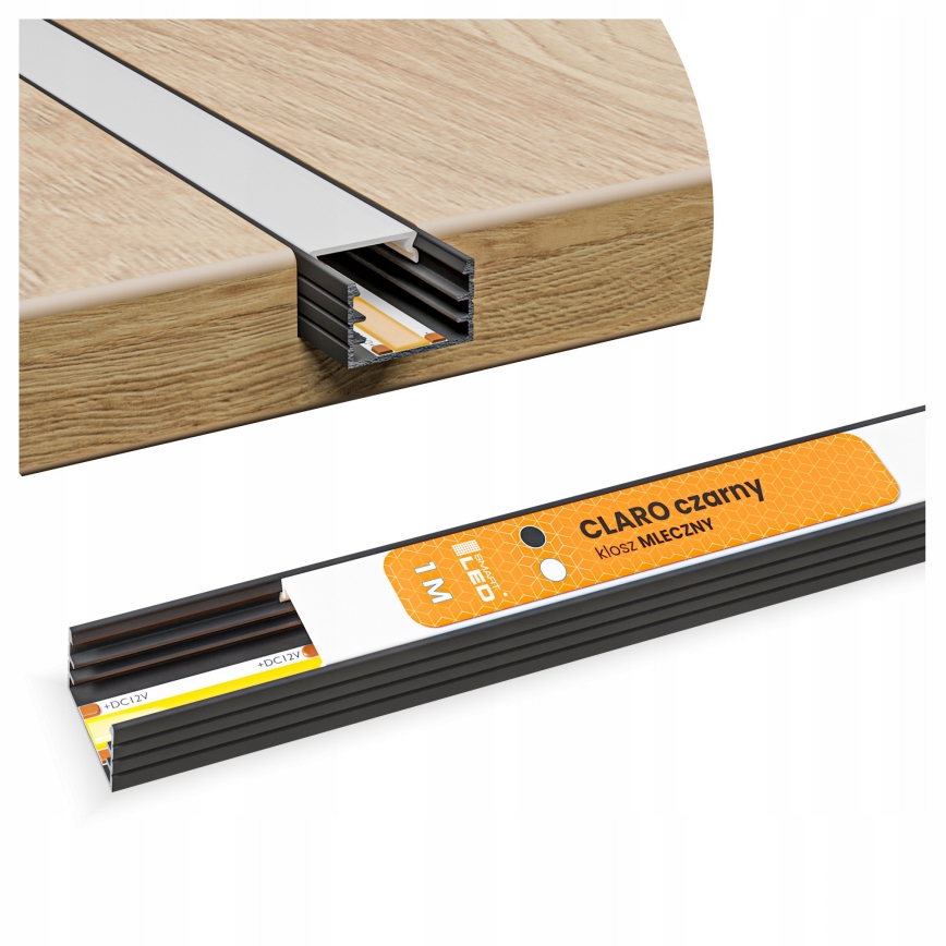 Recessed profile for LED strips, 1 m, black/white