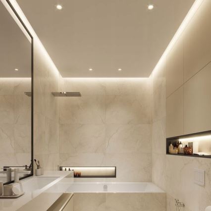 Recessed profile for LED strips, 1 m, silver/white