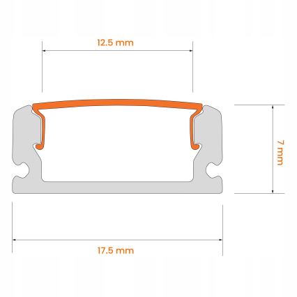Recessed profile for LED strips, 1 m, silver/white