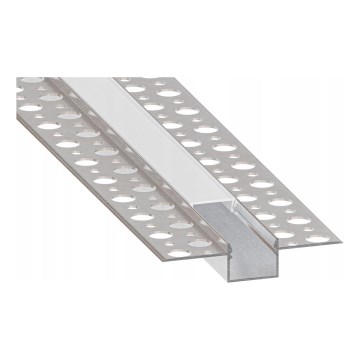 Recessed profile for LED strips 1 m silver/white