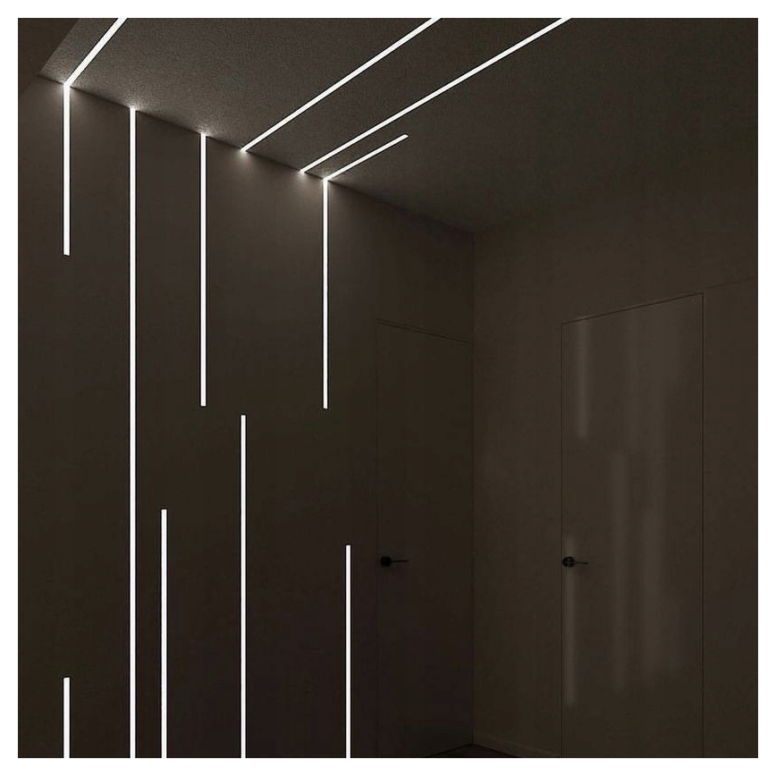 Recessed profile for LED strips 1 m silver/white