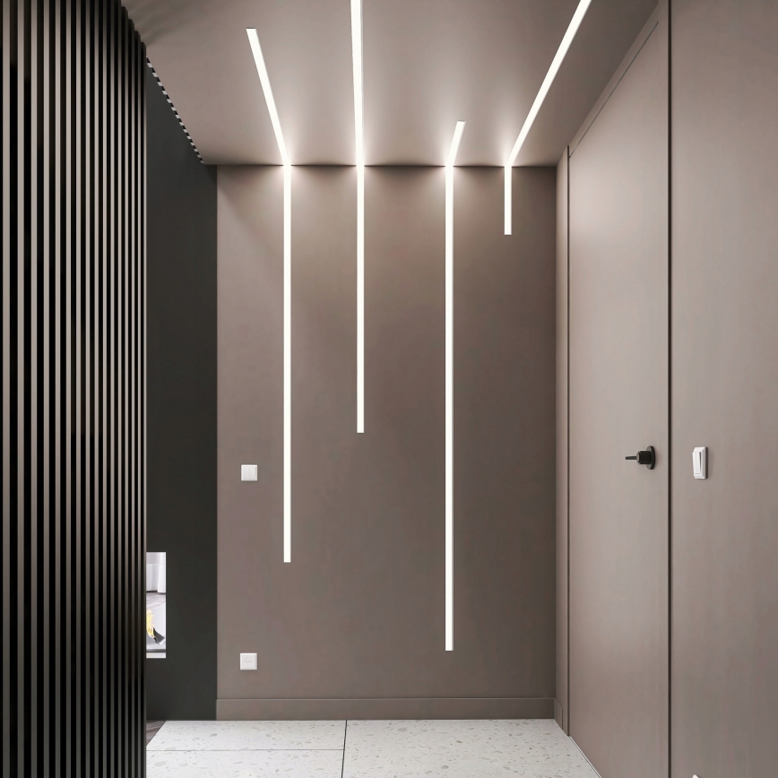 Recessed profile for LED strips 1 m silver/white