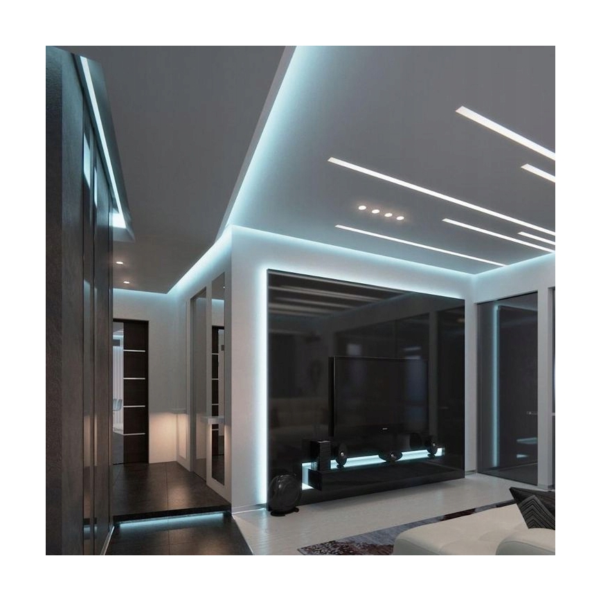 Recessed profile for LED strips 1 m silver/white