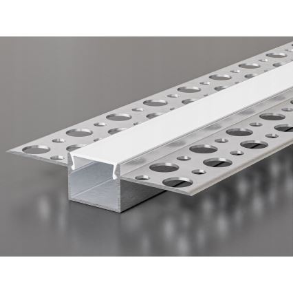 Recessed profile for LED strips 1 m silver/white