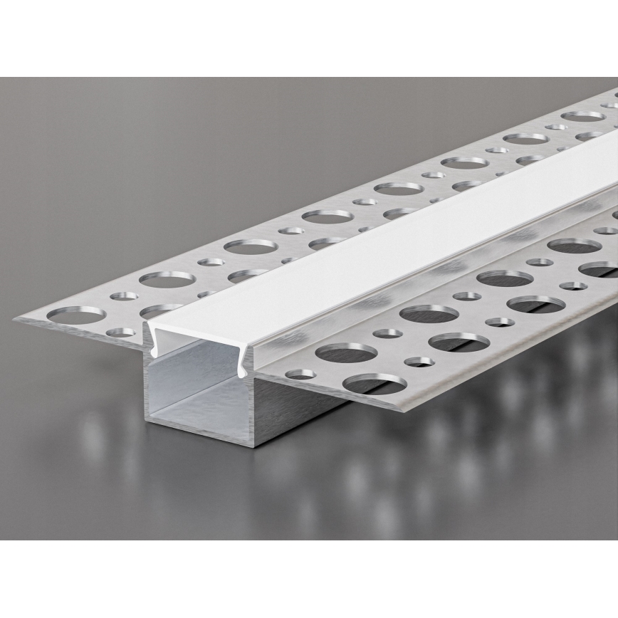Recessed profile for LED strips 1 m silver/white
