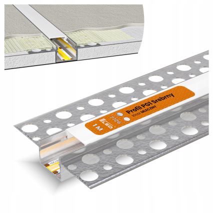 Recessed profile for LED strips 1 m silver/white