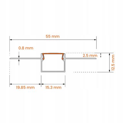 Recessed profile for LED strips 1 m silver/white