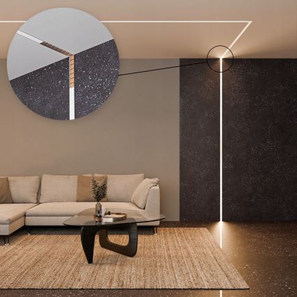 Recessed profile for LED strips, 1 m, silver/white