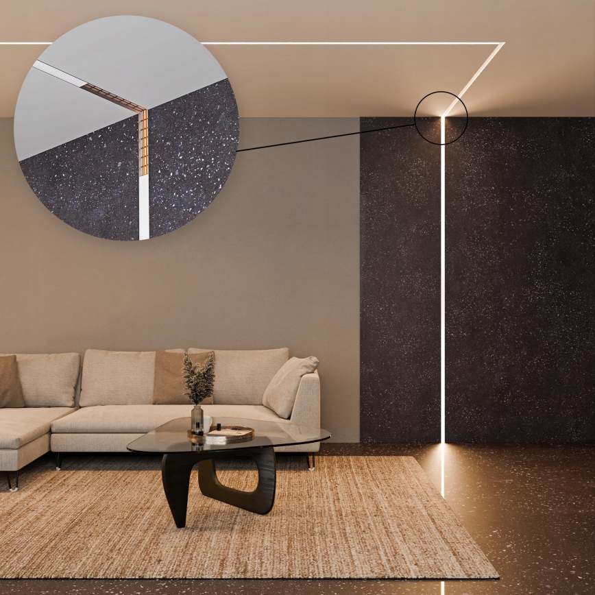 Recessed profile for LED strips, 1 m, silver/white
