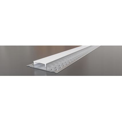 Recessed profile for LED strips, 1 m, silver/white