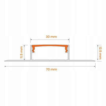 Recessed profile for LED strips, 1 m, silver/white