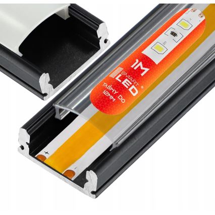 Recessed profile for LED strips — 1 m, black/clear