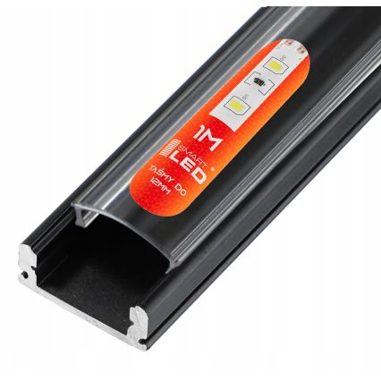 Recessed profile for LED strips — 1 m, black/clear