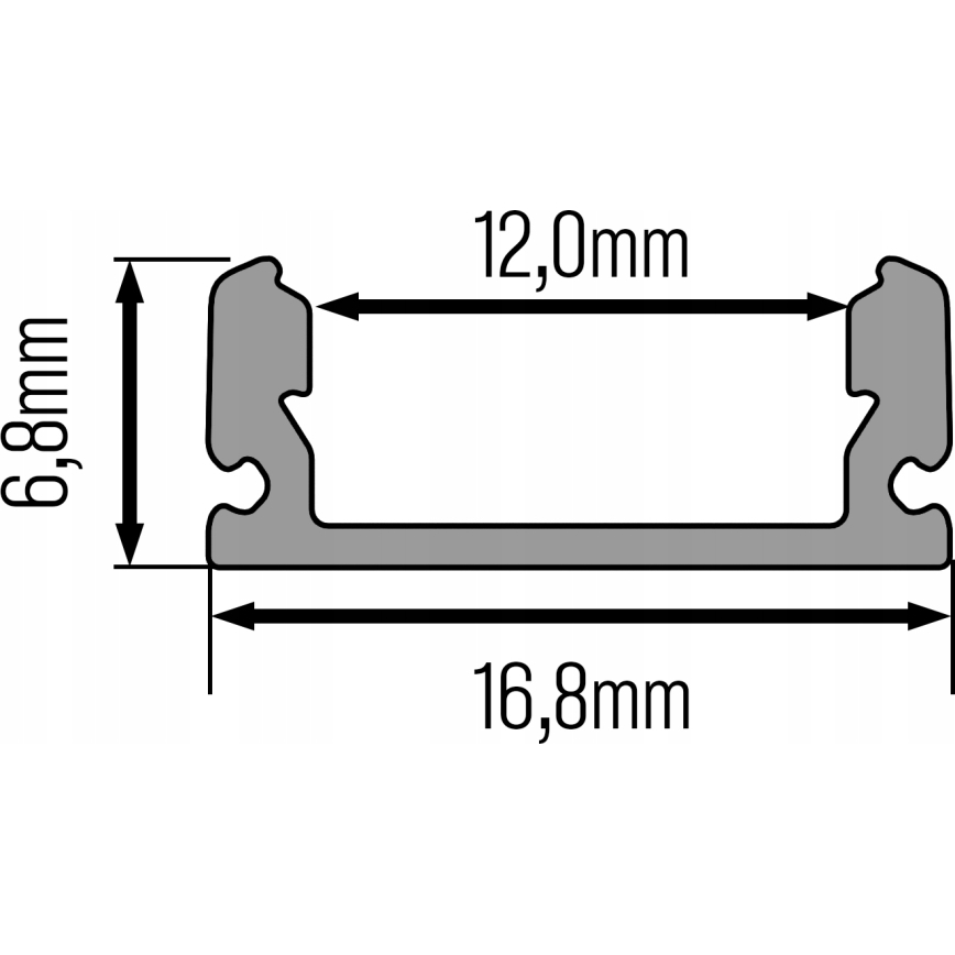 Recessed profile for LED strips — 1 m, black/clear