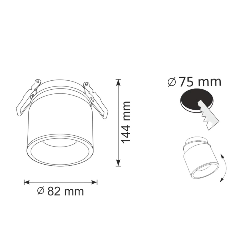 Recessed spotlight HARON 1xGU10/10W/230V grey
