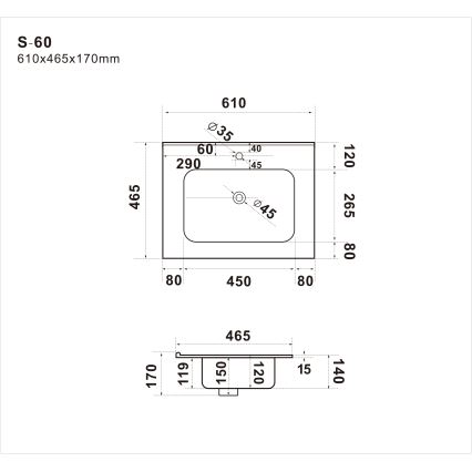 Recessed washbasin LILLESNAD 61x46 cm ceramic/white