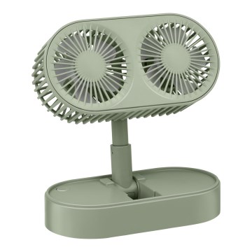 Rechargeable desk fan 3,7V 1200 mAh, green