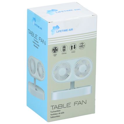 Rechargeable desk fan 3.7V 1200 mAh, white