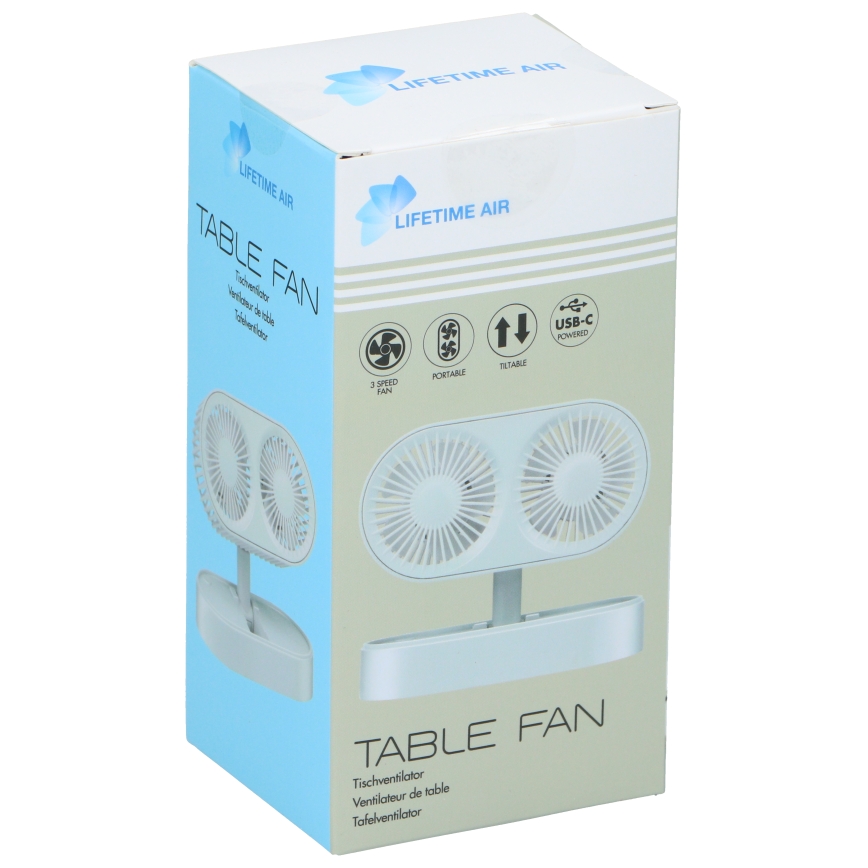 Rechargeable desk fan 3.7V 1200 mAh, white