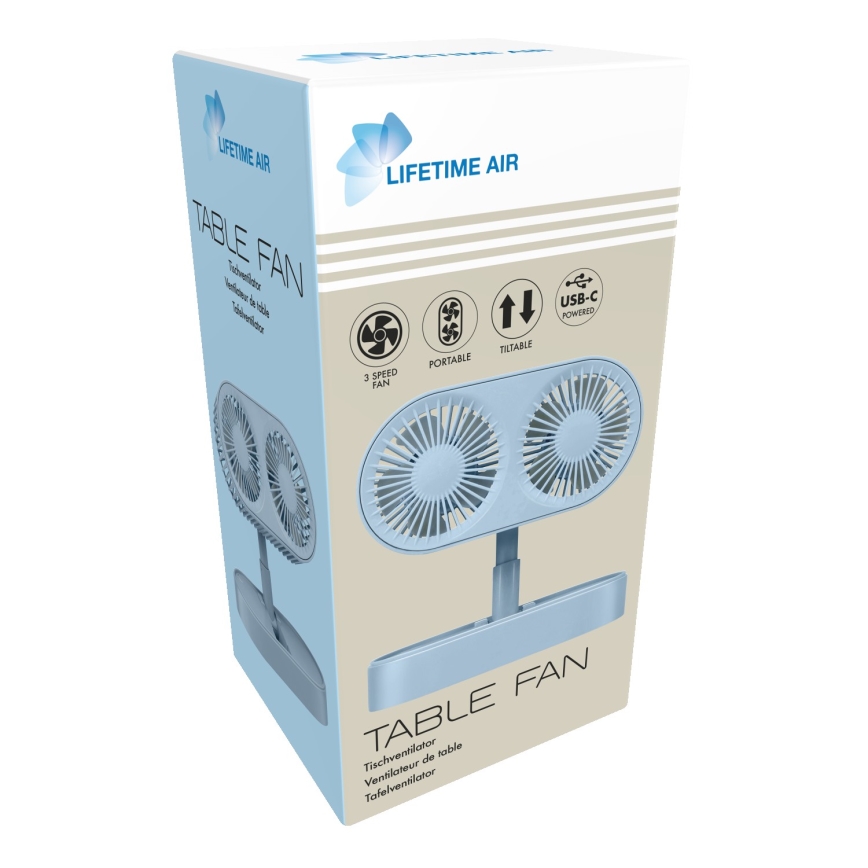 Rechargeable Desktop Fan 3.7 V, 1200 mAh — Blue