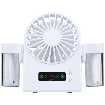 Rechargeable desktop fan with misting effect, 3.7 V, 1200 mAh
