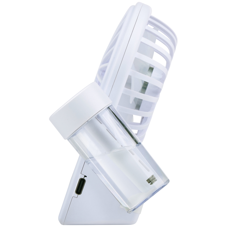 Rechargeable desktop fan with misting effect, 3.7 V, 1200 mAh
