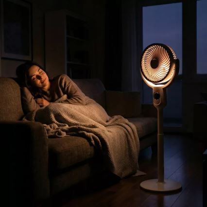 LED Rechargeable Pedestal Fan with LED Lighting LED/4.8W/5V USB 7200 mAh White + Remote Control