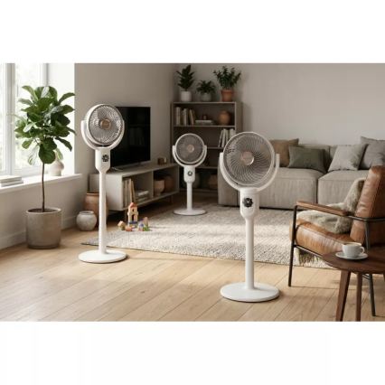 LED Rechargeable Pedestal Fan with LED Lighting LED/4.8W/5V USB 7200 mAh White + Remote Control