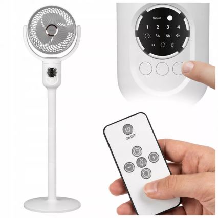 LED Rechargeable Pedestal Fan with LED Lighting LED/4.8W/5V USB 7200 mAh White + Remote Control