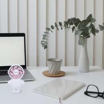 Rechargeable Pocket Fan 4.5W/5V, 300 mAh — White/Pink