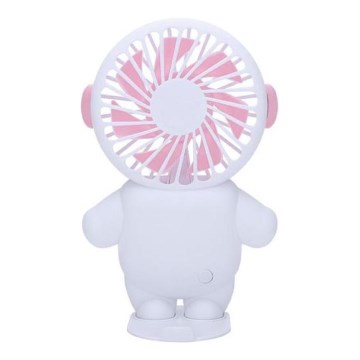 Rechargeable pocket fan 4,5W/5V 500 mAh white/pink