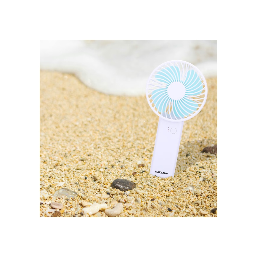 Rechargeable Pocket-Sized Fan 4W/5V, 1200 mAh — White/Blue