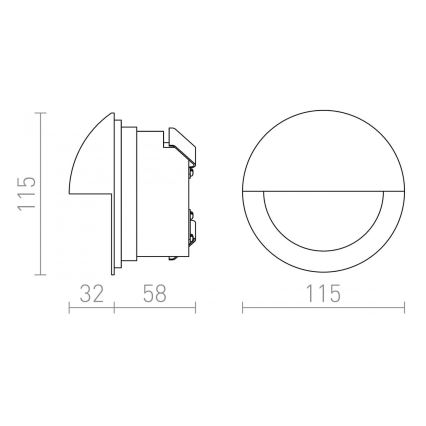 RED - Design Rendl - R10558 - LED Outdoor built-in light ASTERIA LED/3W/230V IP54