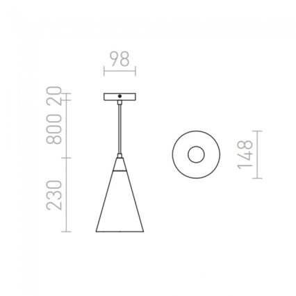 RED - Design Rendl - R12380 - Chandelier on a string HEIDI 1xE27/28W/230V concrete/wood