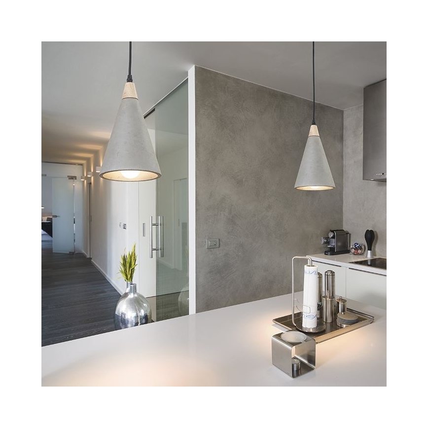 RED - Design Rendl - R12380 - Chandelier on a string HEIDI 1xE27/28W/230V concrete/wood