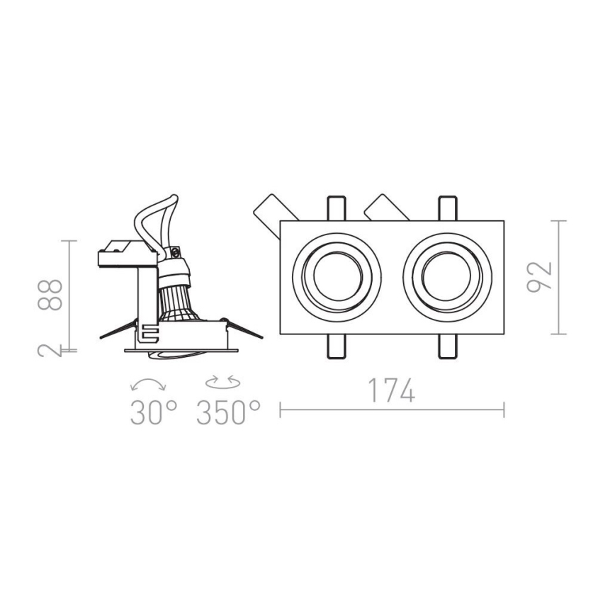 RED - Design Rendl - R12713- Recessed light PASADENA 2xGU10/50W/230V