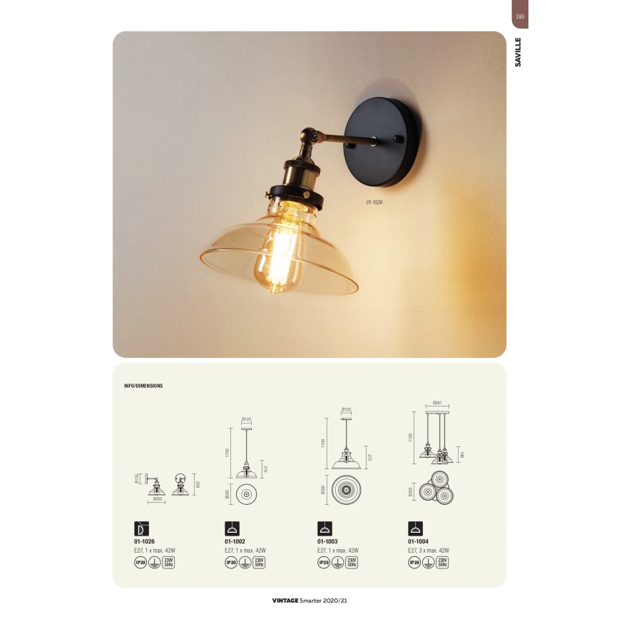 Redo 01-1003 - Chandelier on a string SAVILLE 1xE27/42W/230V