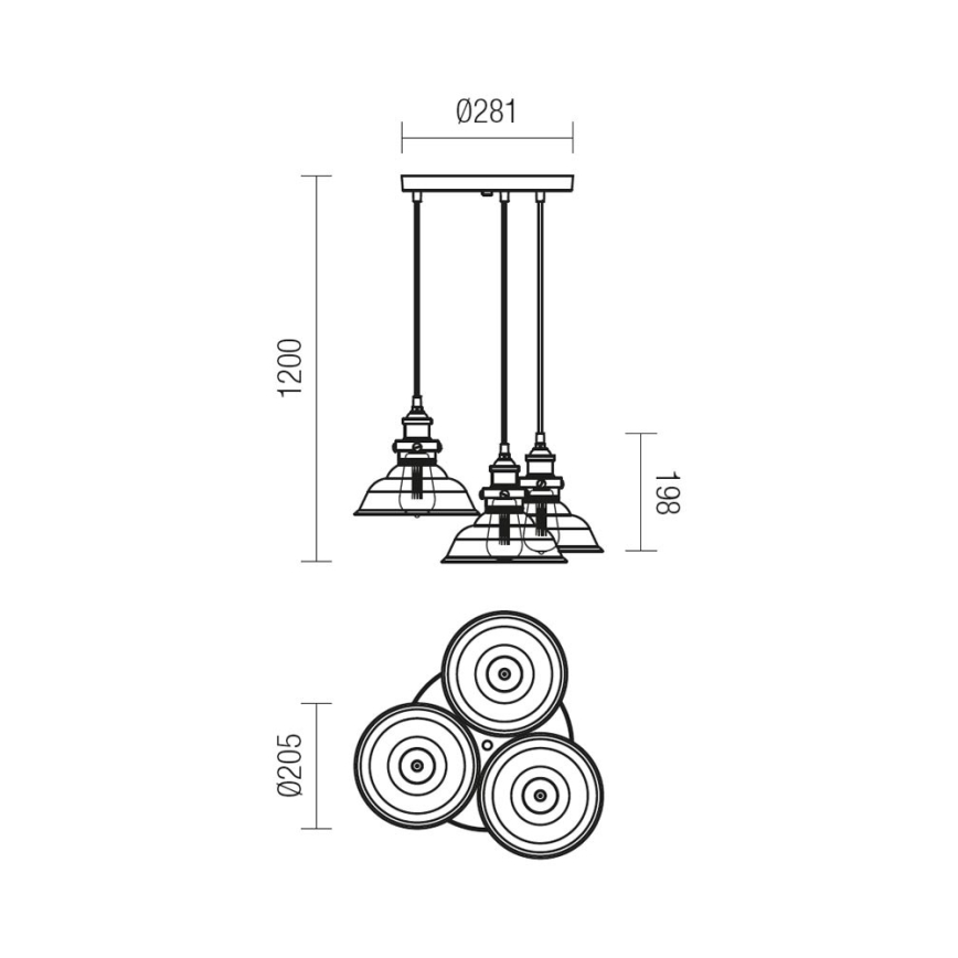 Redo 01-1004 - Chandelier on a string SAVILLE 3xE27/42W/230V